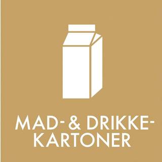Piktogram til affaldssortering, Klistermærke, 12 x 12 cm Mad- & Drikkekartoner