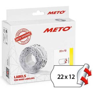Meto etiket 22x12mm permanent hvid, 1000 stk