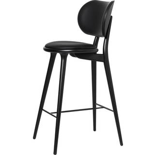 Mater Barstol Med Ryglæn Black Stain Beech/Black Leather H69 cm