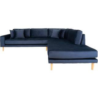 Lido Hjørnesofa Åben Ende - Sofa højrevendt i blå velour