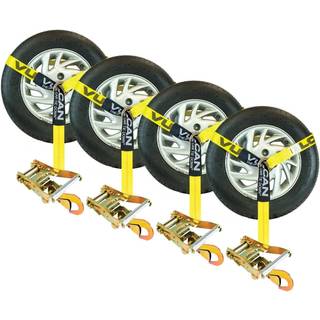 Vulcan -bilbinding med snapkroge - Lasso -stil - 2 tommer x 96 tommer - 4 pakke - klassisk gul - 300 pund sikker arbejdsbelastning