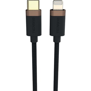 Duracell USB-C til Lightning-kabel 1 m med hurtig opladning og dataoverførsel - Sort