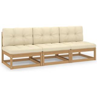 3-personers sofa med hynder massivt fyrretræ