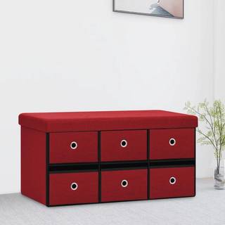 foldbar opbevaringsbænk 76x38x38 cm kunstlærred vinrød