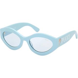 Emilio Pucci Kvinde EP0208 84V Solbriller Acetat Lyseblå Blå Geometrisk Normal
