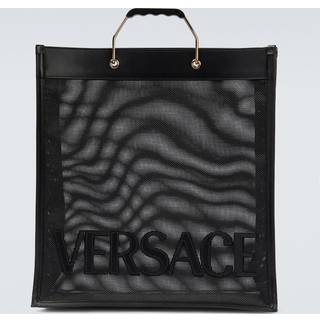 Versace Shopper leather-trimmed tote bag - black - One Size