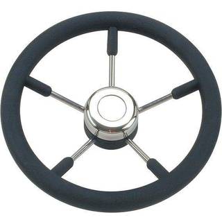 Bådrat motorbåd Savoretti Armando T9, rustfrit stål & gummi, Ø320 mm, med nav, passer 3/4″ (19 mm) rataksel, sort