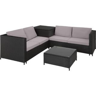 Loungesæt polyrattan Siena - sort/grå