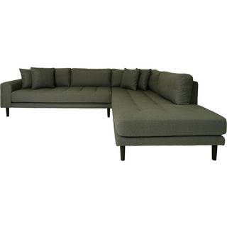 Lido sofa med open end og 4 puder, højrevendt, olivengrøn