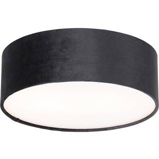 Moderne loftslampe sort 30 cm med guld indvendig - Drum