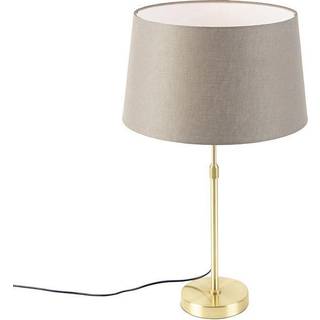 Bordlampe guld/messing med linieskærm taupe 35 cm - Parte