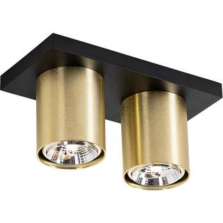 Moderne loftspot sort med guld 2-lys - Tubo