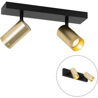 Loftspotlight sort med guld justerbar 2-lys - Jeana Luxe