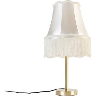 Klassisk bordlampe messing med Granny skærm creme 30 cm - Simplo