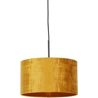 Moderne pendellampe sort med gul skærm 35 cm - Combi