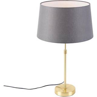 Bordlampe guld/messing med grå linnedskærm 35 cm - Parte