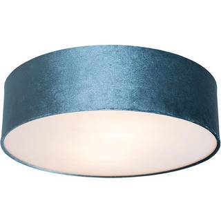 Moderne loftslampe blå 40 cm med guld indvendigt - Drum