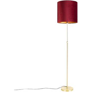 Gulvlampe guld/messing med rød fløjlsskærm 40/40 cm - Parte
