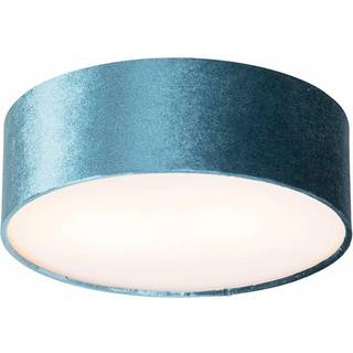 Moderne loftslampe blå 30 cm med guld indvendig - Drum