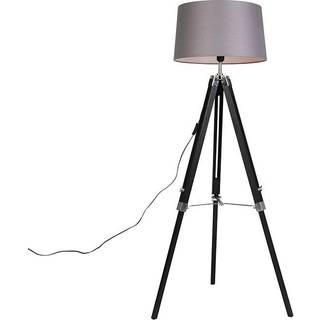 Gulvlampe Tripod sort med skærm 45 cm linned mørkegrå