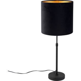 Bordlampe sort med sort fløjlsskærm med guld 25 cm - Parte