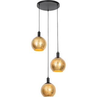 Design pendellampe sort med guld glas 3-lys - Bert