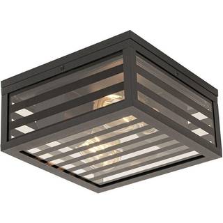Moderne udendørs loftslampe sort glas 2-lys IP44 - Reims