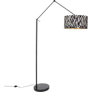 Gulvlampe sort med zebra-skærm 50 cm - Editor
