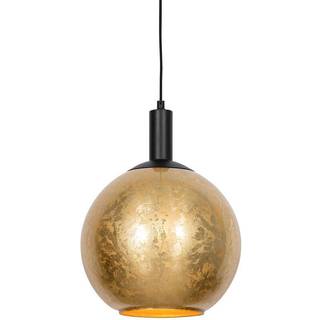 Design pendellampe sort med guld glas - Bert