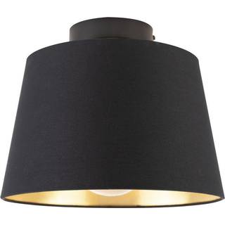 Loftslampe med bomuldsskærm sort med guld 25 cm - Combi Black