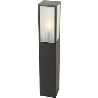 Stående udendørslampe sort med ribber i glas 80 cm IP44 - Charlois