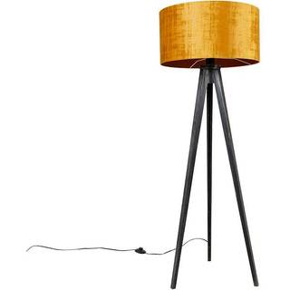 Gulvlampe Tripod sort med guld skærm 50 cm - Tripod Classic