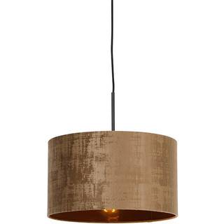 Moderne pendellampe sort med brun skærm 35 cm - Combi