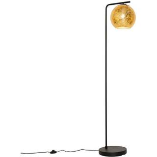 Design gulvlampe sort med guld glas - Bert