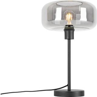 Art Deco bordlampe sort med røgglas - Bizle