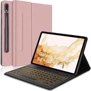 Samsung Galaxy Tab S8+/S7 FE/S7 plus tastaturtilf?lde 12,4 tommer -Detachable Bluetooth Backlit Keyboard Slim Multi -Angle -d?kning med S Pen Hol