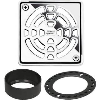 Schluter Kerdi -Drain Classic Shower Grate Kit med integreret hældningsobligationsflange - Ideel til fliser - 4 """" Riststørrelse Square Chrome Gr