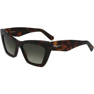 Ferragamo Kvinde SF929S 219 Solbriller Plast Dark Havana Grøn Cat Eye Normal Skygge