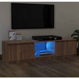 tv-bord med LED-lys 140x40x36 cm brun egetræsfarve