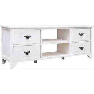 tv-skab 108x30x40 cm massivt kejsertræ antik hvid