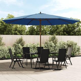 haveparasol med træstang 400x273 cm azurblå