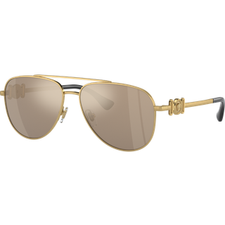 Versace Børn VK2002 10025A Solbriller Metal Guld Brun Pilot Spejlet Spejl