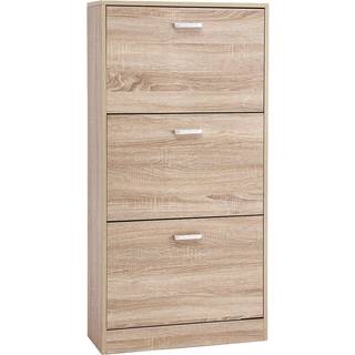 Vasagle skoskab med 3 døre sko rack, skoskab med 3 rum, justerbar, til gangen, stue, soveværelse, 60 x 24 x 120 cm (l x w x h), naturlig LBC03NLV1