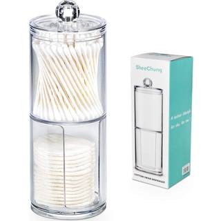 Sheechung Qtip Holder Dispenser Set - Apothecary Jars Badev?relse Ryd plastik akryl til bomuldskugler Bomuldspinde Q -Tips Bomuldsrunder Makeup P