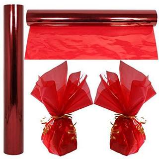 Anapoliz Cellophane Wrap Roll Red | 100 ft. Lang x 16 tommer bred | 2,3 mil tyk gennemsigtig rød | Gaverkurve behandler cellofanindpakningspapir