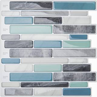 Longking selvklæbende køkken backsplash marmor look dekorative fliser (10 fliser)