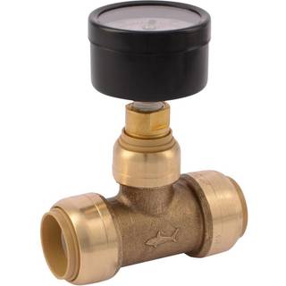 Sharkbite 3/4 tommer trykm?ler-tee-skub for at forbinde messing VVS-montering PEX-r?r Kobber CPVC PE-RT HDPE 24438