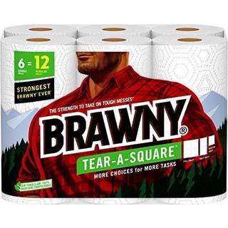 Brawny Tear-A-Square papirh?ndkl?der 6 dobbeltruller = 12 almindelige ruller