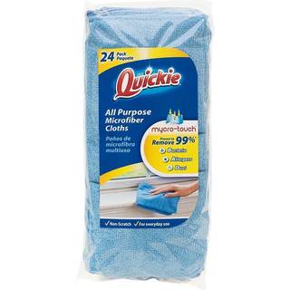 Quickie mikrofiber rengøring klud 14 x 14 tommer blå pakke med 24 vaskbart og genanvendeligt ideal til multi-overflade indendørs/udendørs støvnin