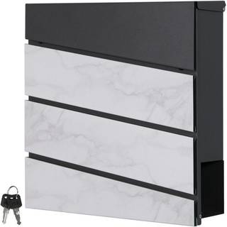 Brevkasse 37x36,5x11 cm antracit/hvid marmor stål ML-Design
